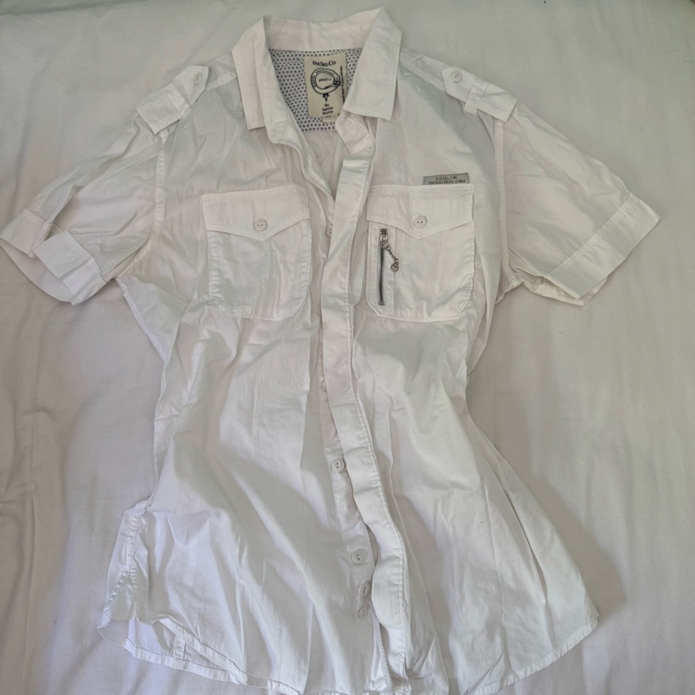 Diesel Men's White Casual Button Down Shirt